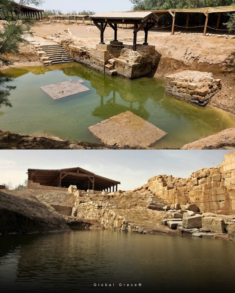 Al-Maghtas, also known as „The Baptism Site of Jesus,“ is located on the eastern bank of the Jordan River in Jordan. It is the biblical place where Jesus Christ was baptized by John the Baptist aroun.jpg Al-Maghtas, also known as „The Baptism Site of Jesus,“ is located on the eastern bank of the Jordan River in Jordan. It is the biblical place where Jesus Christ was baptized by John the Baptist aroun.jpg