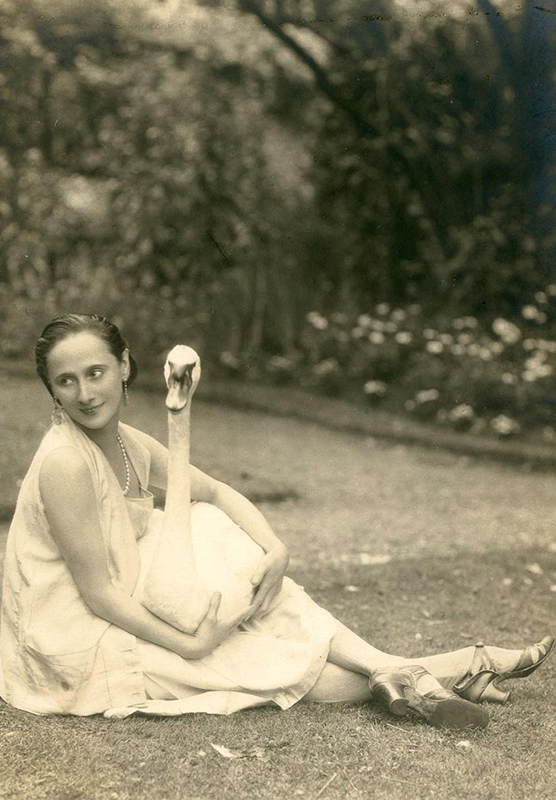 Анна Павлова с лебедем Джеком в Айви-Хаус_середина 1920